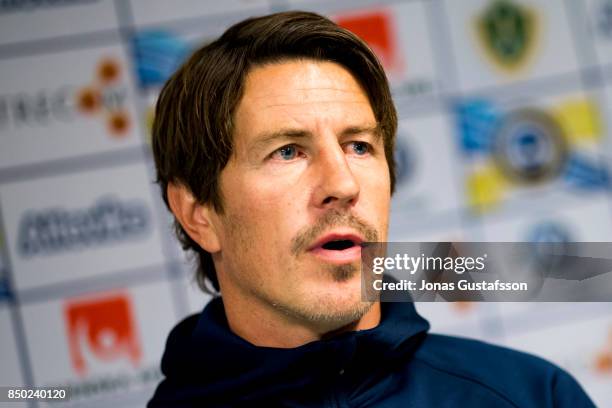 Kim Bergstrand, head coach of IK Sirius FK during the Allsvenskan match between Jonkopings Sodra and IK Sirius FK at Stadsparksvallen on September...