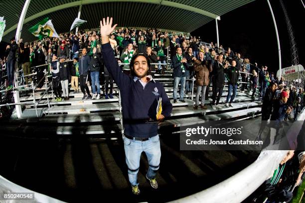 Fans of Jonkopings Sodra during the Allsvenskan match between Jonkopings Sodra and IK Sirius FK at Stadsparksvallen on September 20, 2017 in...