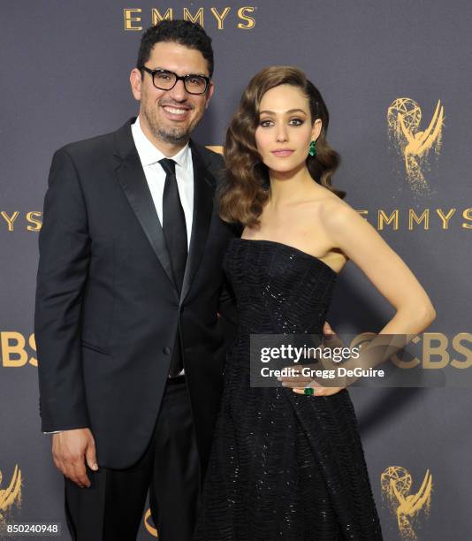 Sam Esmail and Emmy Rossum arrive at the 69th Annual Primetime Emmy Awards at Microsoft Theater on September 17, 2017 in Los Angeles, California.