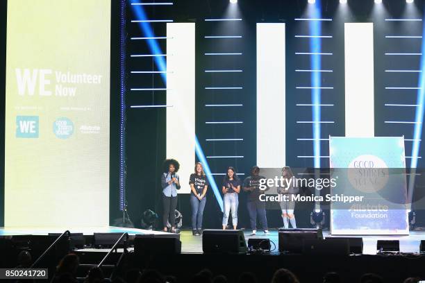 Monique Coleman speaks onstage at the WE Day UN at The Theater at Madison Square Garden on September 20, 2017 in New York City.