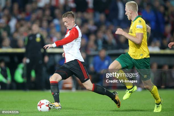 Sam Larsson of Feyenoord, Lex Immers of ADO Den Haag during the First round Dutch Cup match between Feyenoord Rotterdam and Ado Den Haag at the Kuip...