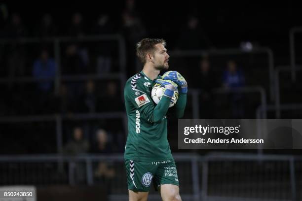 Lucas Hagg-Johansson, goalkeeper of Kalmar FF at Orjans Vall on September 20, 2017 in Halmstad, Sweden.