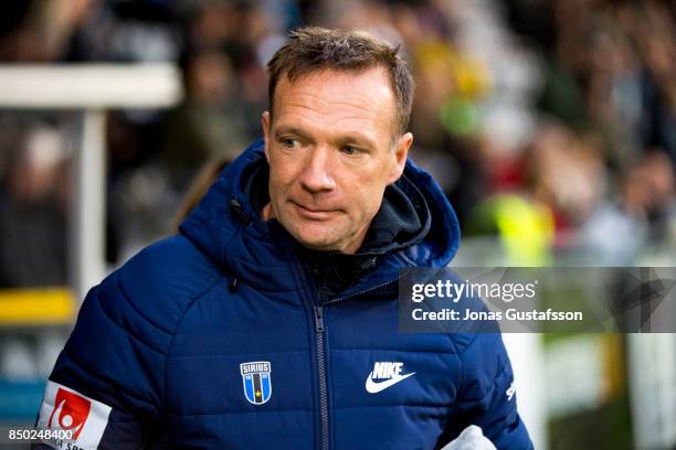 Kim Bergstrand, head coach of IK Sirius FK during the Allsvenskan match between Jonkopings Sodra and IK Sirius FK at Stadsparksvallen on September...