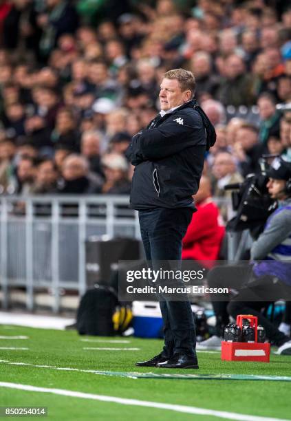 Alf Westerberg, head coach of IFK Goteborg during the Allsvenskan match between Hammarby IF and IFK Goteborg at Tele2 Arena on September 20, 2017 in...