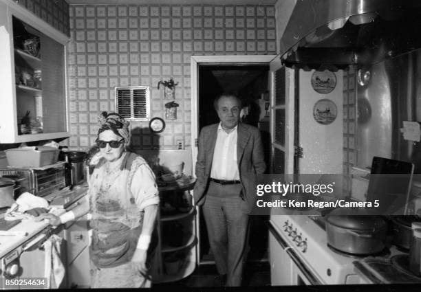 Boxer Jake LaMotta is photographed in April 1981 visiting his old neighborhood in Bronx, New York. CREDIT MUST READ: Ken Regan/Camera 5 via Contour...