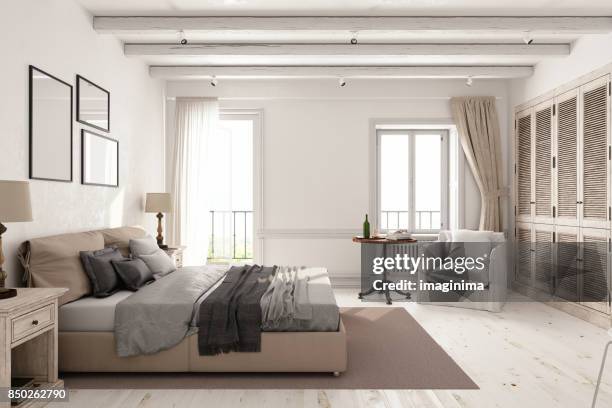 classic scandinavian bedroom - classical style stock pictures, royalty-free photos & images