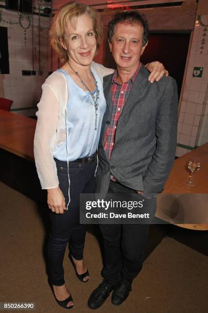 Cast member Juliet Stevenson and David Lan, Artistic Director of The Young Vic, attend the press night after party for "Wings" at The Young Vic on...