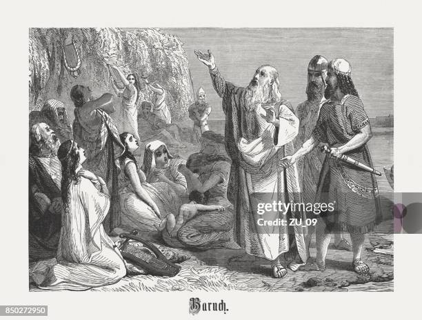 Baruch Speaks The Prayer Of Repentance Published 1886 High-Res Vector Graphic