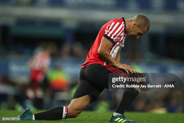 James Vaughan of Sunderland dejected during the Carabao Cup Third Round match between Everton and Sunderland at Goodison Park on September 19, 2017...