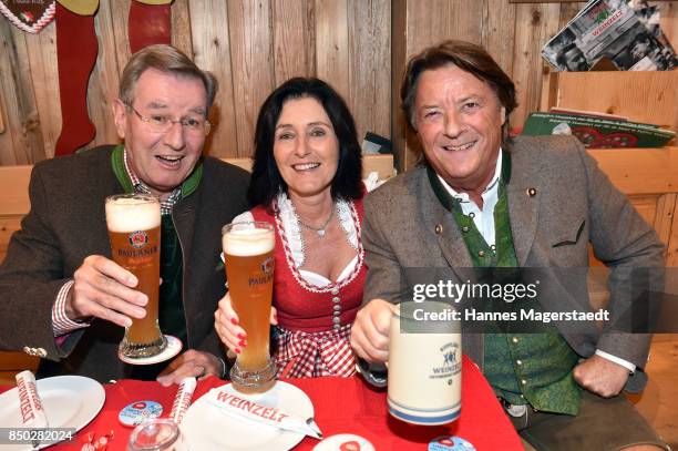 Karl Hopfner;Anne Kroehl and Georg Dingler attend the Radio Gong 96,3 Wiesn during the Oktoberfest 2017 on September 20, 2017 in Munich, Germany.