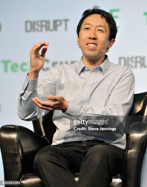 Coursera Co-Founder and Co-Chair of the Board Andrew Ng speaks onstage during TechCrunch Disrupt SF 2017 at Pier 48 on September 20, 2017 in San...