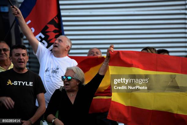 Radicals of extreme right during the demonstration for the freedoms and the right to decide in Madrid on 20th September, 2017.