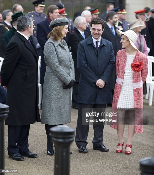 Prime Minister Gordon Brown and his wife Sarah speak to Marie-France van Heel , wife of Britain's Minister of Culture, Media and Sport Andy Burnham...