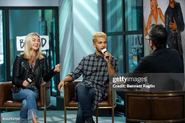 Dancer Lindsay Arnold and recording artist Jordan Fisher discuss The 25th Season Of "Dancing With The Stars at Build Studio on September 20, 2017 in...