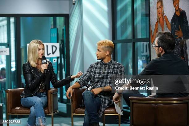 Dancer Lindsay Arnold and recording artist Jordan Fisher discuss The 25th Season Of "Dancing With The Stars at Build Studio on September 20, 2017 in...