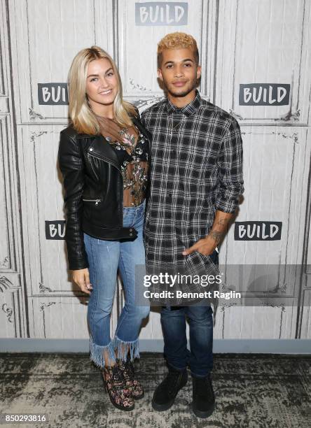 Dancer Lindsay Arnold and recording artist Jordan Fisher discuss The 25th Season Of "Dancing With The Stars at Build Studio on September 20, 2017 in...