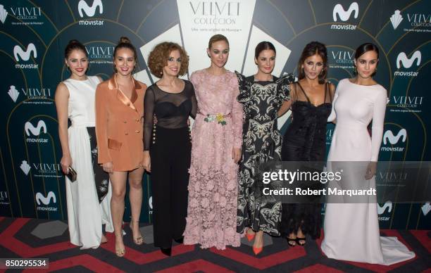 Andrea Duro, Paula Usero, Adriana Ozores, Marta Hazas, Marta Torne, Monica Cruz and Megan Montaner pose during a photocall for the premiere of...