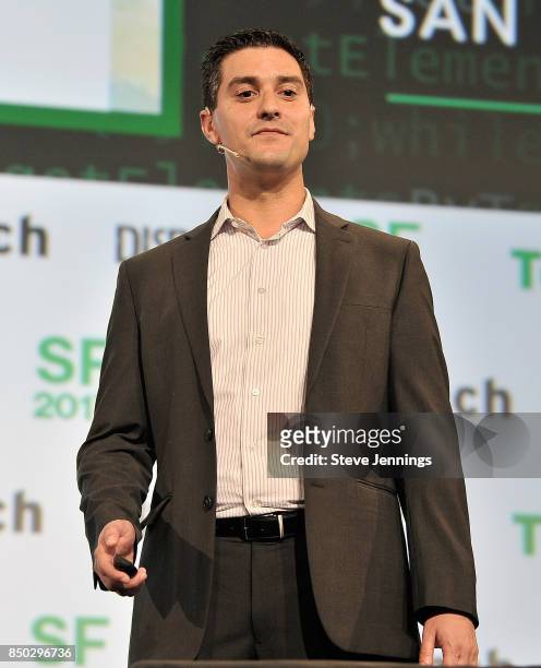 Augmedics Co-Founder and CEO Nissan Elimelech participates in the Startup Battlefield finals during TechCrunch Disrupt SF 2017 at Pier 48 on...