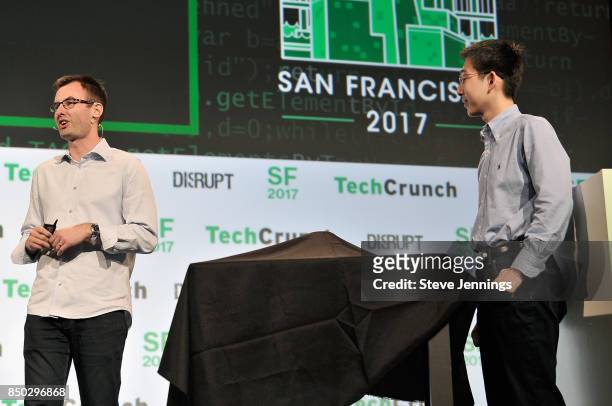 APi Co-Founder and CEO John MacDonald and Pi Co-Founder and CTO Lixin Shi participate in the Startup Battlefield finals during TechCrunch Disrupt SF...