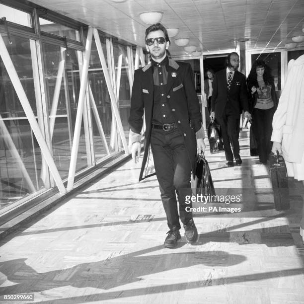 Former Beatles Drummer Ringo Starr at Heathrow Airport. He was heading to New York where Ringo was promoting a film for Mark Bolan's T. Rex group....