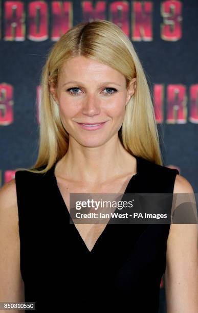 Gwyneth Palttrow at a photocall for new film Iron Man 3 at the Dorchester Hotel in London.