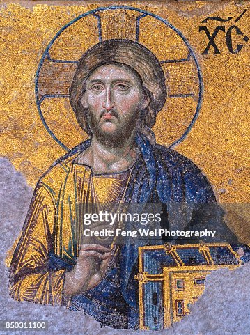 Jsjsus Mosaic Of Jesus Christ Hagia Sophia Istanbul Turkey High-Res Stock ...