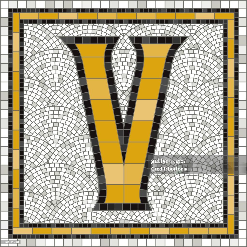 Lettere dell'alfabeto delle piastrelle a mosaico vecchio stile