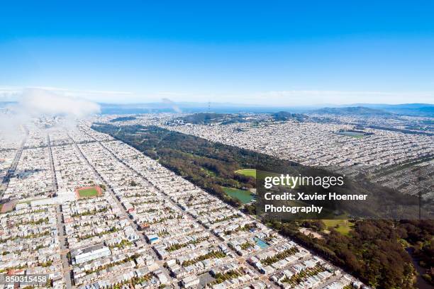 richmond and golden gate park - golden gate park aerial stock pictures, royalty-free photos & images