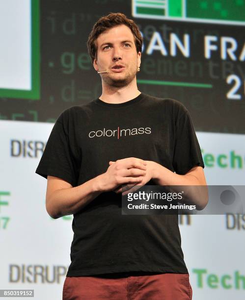 Color Mass Co-Founder and CEO Balint Barlai participates in the Startup Battlefield finals during TechCrunch Disrupt SF 2017 at Pier 48 on September...