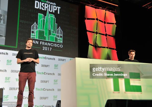 Color Mass Co-Founder and CEO Balint Barlai and Color Mass Co-Founder and CTO Tas Soti participate in the Startup Battlefield finals during...