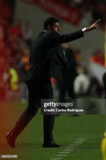 Benfica's coach Rui Vitoria from Portugal during the match between SL Benfica and SC Braga for the Portuguese Taca da Liga at Estadio da Luz on...