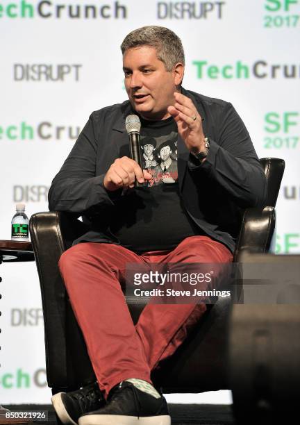 TechCrunch moderator John Biggs speaks onstage during TechCrunch Disrupt SF 2017 at Pier 48 on September 20, 2017 in San Francisco, California.