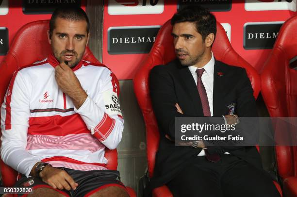 Braga head coach Abel Ferreira from Portugal before the start of the Portuguese League Cup match between SL Benfica and SC Braga at Estadio da Luz on...