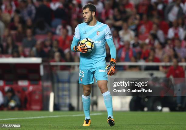 Braga goalkeeper Andre Moreira from Portugal in action during the Portuguese League Cup match between SL Benfica and SC Braga at Estadio da Luz on...