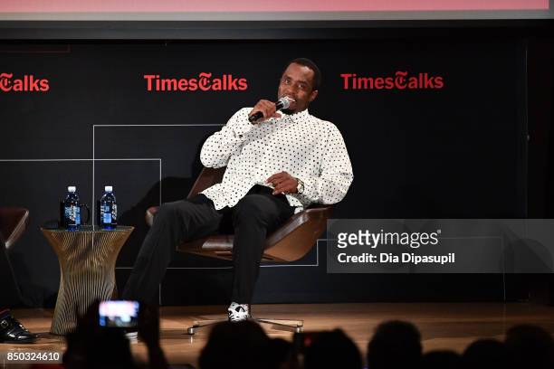 Sean "Diddy" Combs speaks onstage during TimesTalks Presents: An Evening with Sean "Diddy" Combs at The New School on September 20, 2017 in New York...