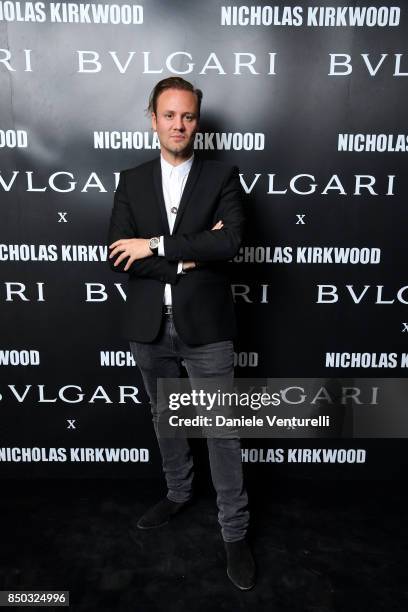 Nicholas Kirkwood attends a party celebrating 'Serpenti Forever' By Nicholas Kirkwood for Bvlgari on September 20, 2017 in Milan, Italy.