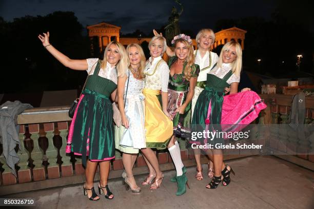 Hatice Nizam, Haarwerk, Sonja Kiefer, Julia Meise, Giulia Siegel, Nina Meise and Ayse Auth, Haarwerk, during the "Blond Wies'n" as part of the...