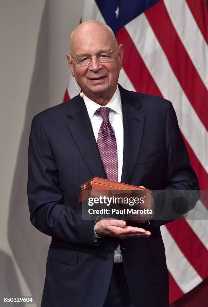 Klaus Schwab, Founder and Executive Chairman of the World Economic Forum, delivers the 2017 Malcolm Wiener Lecture on International Political Economy...