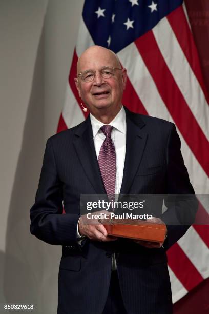 Klaus Schwab, Founder and Executive Chairman of the World Economic Forum, delivers the 2017 Malcolm Wiener Lecture on International Political Economy...