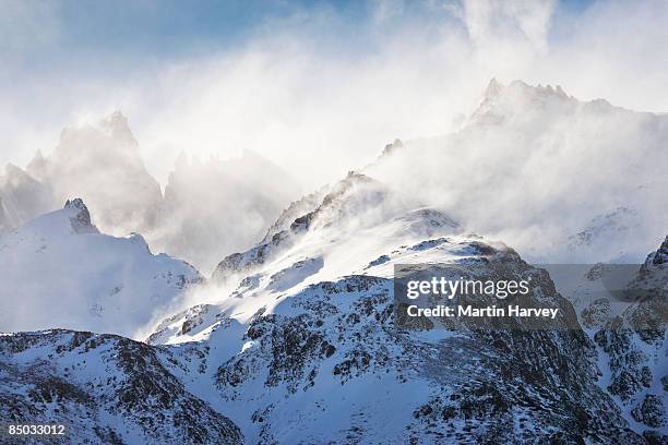 fitz roy mountain massif. - アンデス ストックフォトと画像