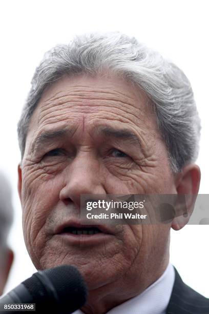 New Zealand First Leader Winston Peters attends a rally on September 21, 2017 in Auckland, New Zealand. NZ First are in vavour of moving Ports of...