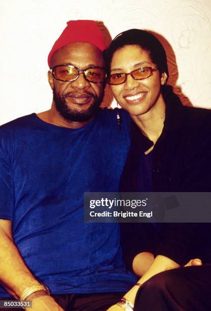 American singers Cecil Womack and Linda Cooke of Womack & Womack posed backstage in London in 1999.