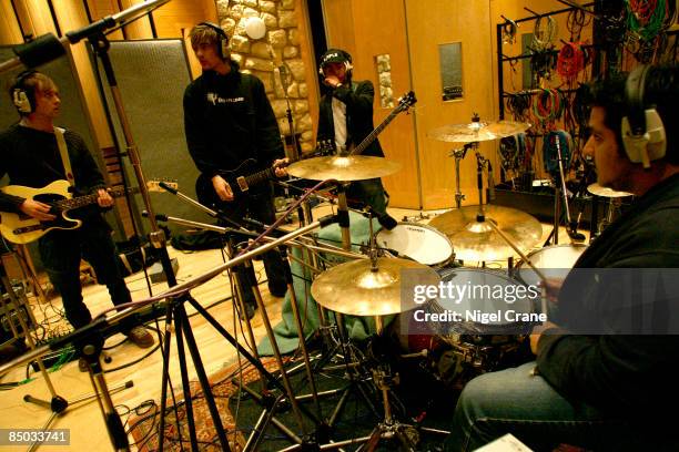 Photo of Dan HAIGH and FIGHTSTAR and Charlie SIMPSON and Alex WESTWAY; L-R. Alex Westway, Charlie Simpson, Dan Haigh, Omar Abidi