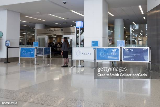 Priority checkpoint for the private security screening service Clear at San Francisco International Airport , San Francisco, California, September...