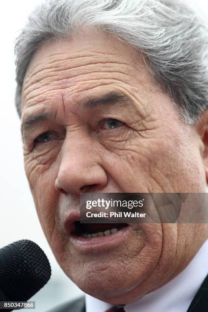 New Zealand First Leader Winston Peters attends a rally on September 21, 2017 in Auckland, New Zealand. NZ First are in vavour of moving Ports of...