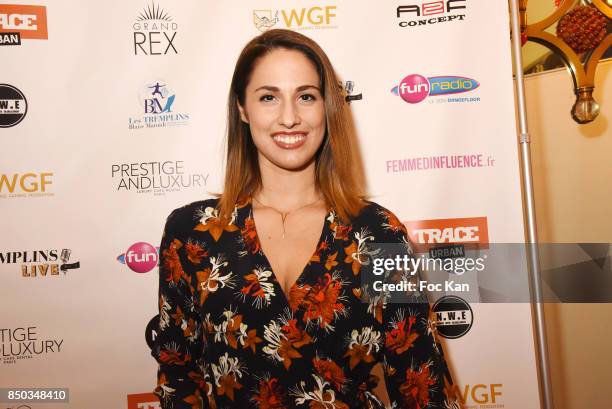 Telefoot presenter Charlotte Namura poses at the Photocall of ' Les Tremplins Act1 Live ' Auction Show at Rex Club on September 20, 2017 in Paris,...