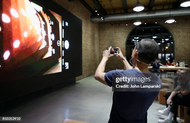 Photographer Kevin Lu speaks during the Apple Williamsburg presents Photo Lab with iPhone 8 & Kevin Lu at Apple Store Williamsburg on September 20,...