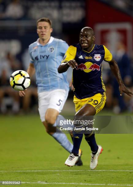 Bradley Wright-Phillips of New York Red Bulls and Matt Besler of Sporting Kansas City chase the ball during the 2017 U.S Open Cup Final at Children's...