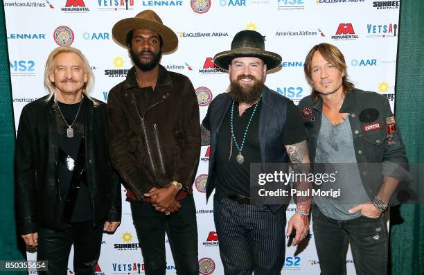 Joe Walsh, Gary Clark Jr., Zac Brown and Keith Urban attend the VetsAid Charity Benefit Concert press conference at Eagle Bank Arena on September 20,...