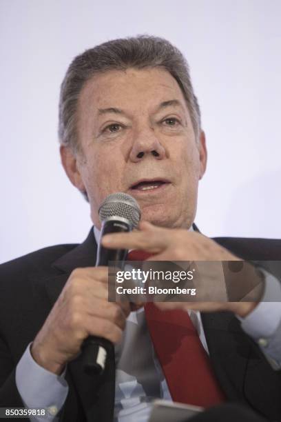 Juan Manuel Santos, Colombia's president, speaks during an Americas Society and Council of the Americas event in New York, U.S., on Wednesday, Sept....